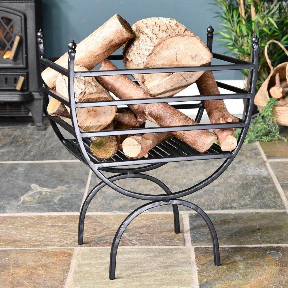 Black Curved Iron Log Rack & Holder Black Curved Iron Log Rack & Holder