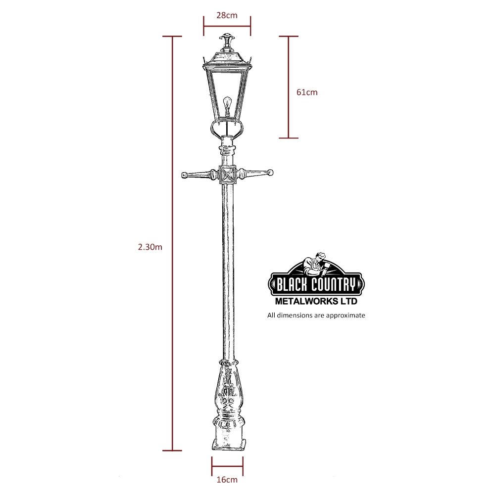 Black Dorchester Lamp Post & Lantern Set 2.3m 