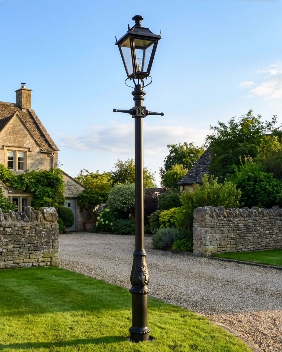 Black Dorchester Lamp Post & Lantern Set 3.7m digitl illustration copy