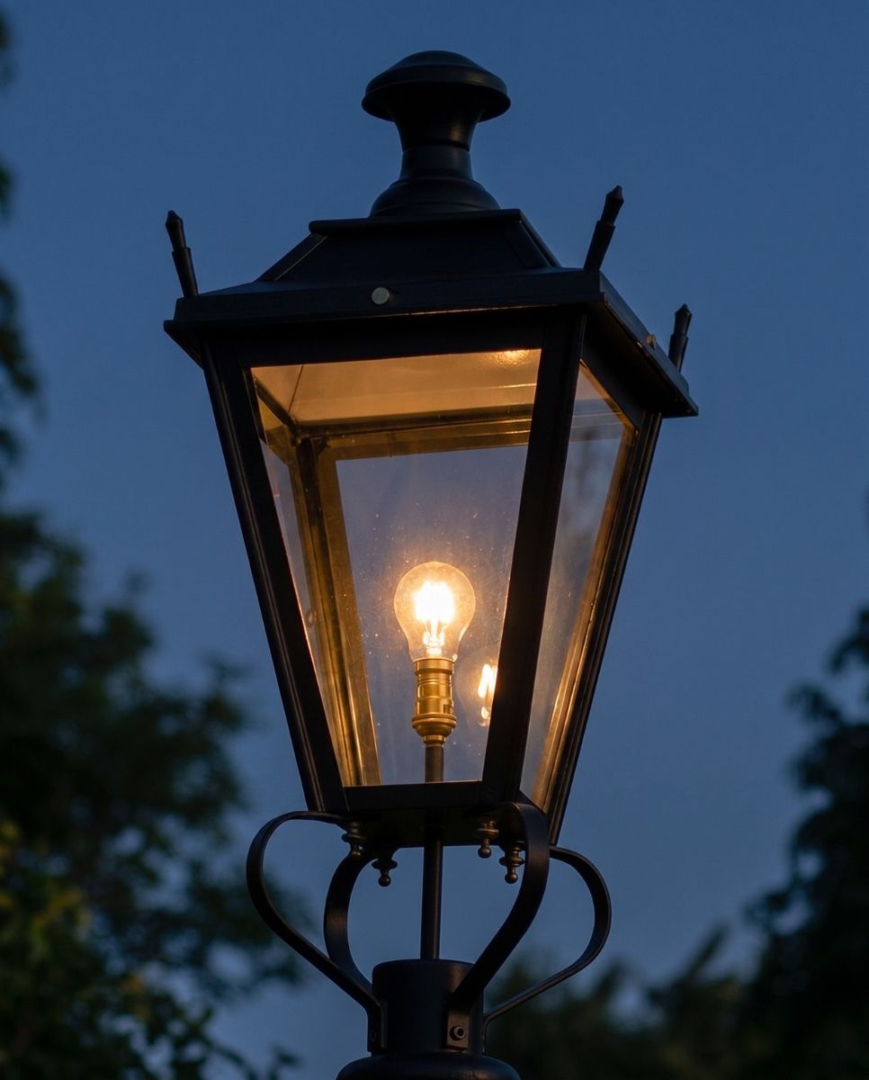 Black Dorchester Lantern 70cm Digital Illustration At Night