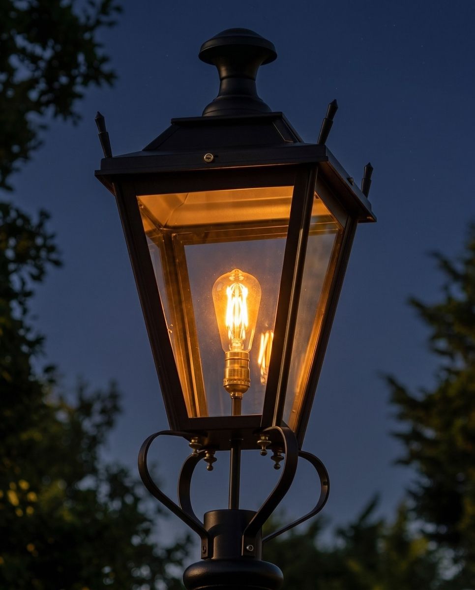 Black Dorchester Lantern 75cm Digital Illustration At Night