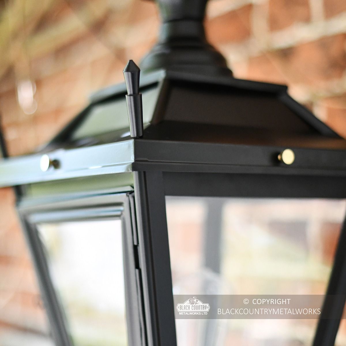 Close-up of the Black Finish on the Corner of the Lantern