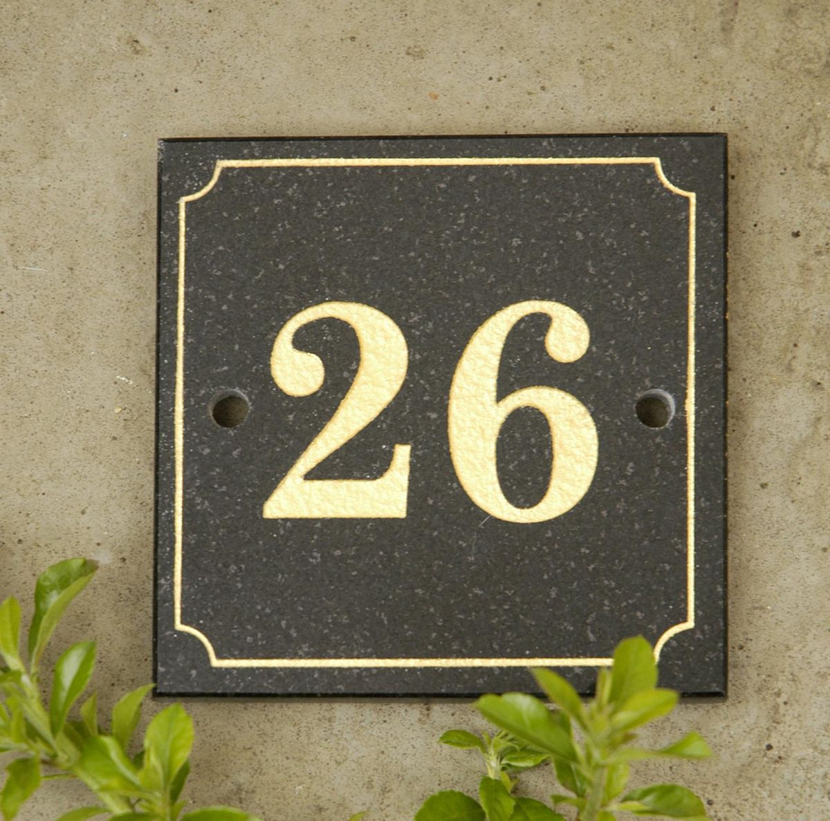 Black & Gold Granite House Sign