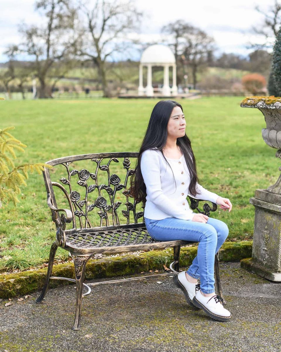 Scale Shot of Black & Gold Rose Design Bench