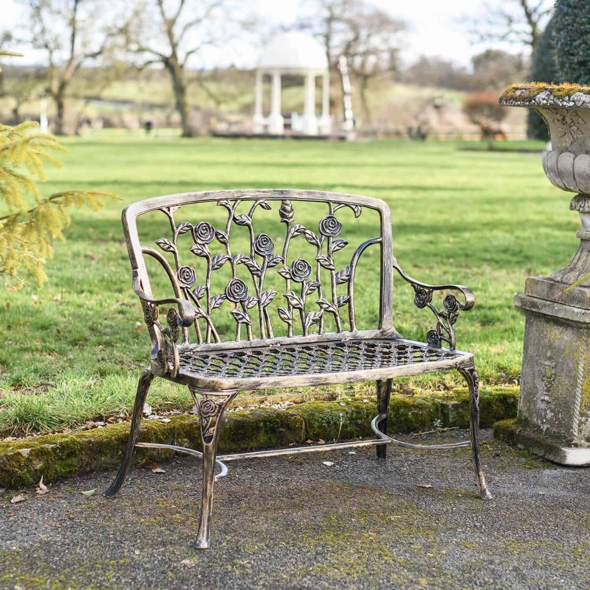Black & Gold Rose Design Bench