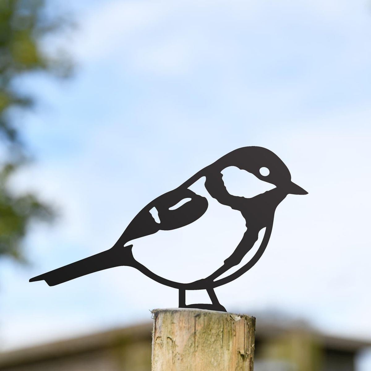 Black Great Tit Steel Fence Topper
