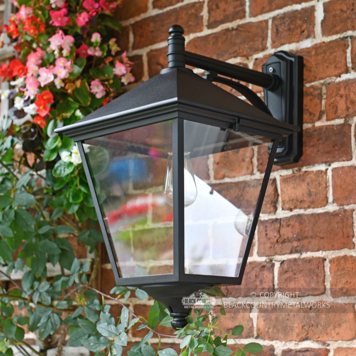 "Brooksby" Large Black Simplistic Suspended Victorian Wall Lantern "Brooksby" Large Black Simplistic Suspended Victorian Wall Lantern
