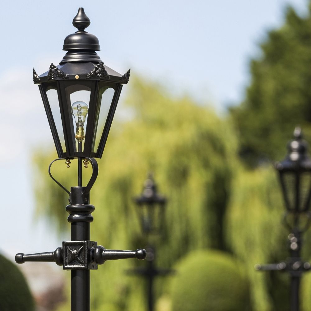 Black Concordia Hexagonal Lamp Post & Lantern Set 2.3m 