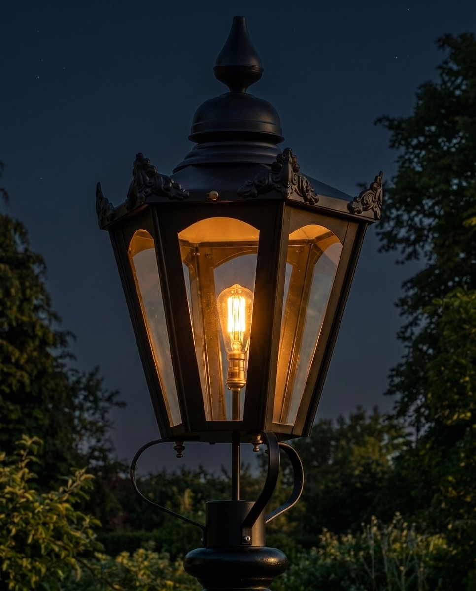 Black Hexagonal Lantern 87cm Digital Illustration At Night