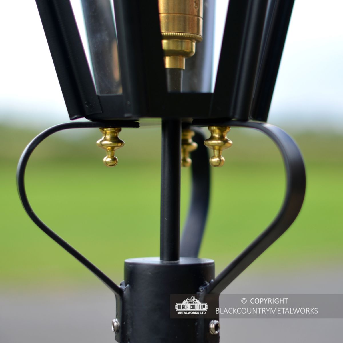 Black Hexagonal Pillar Light and Lantern Set 76cm