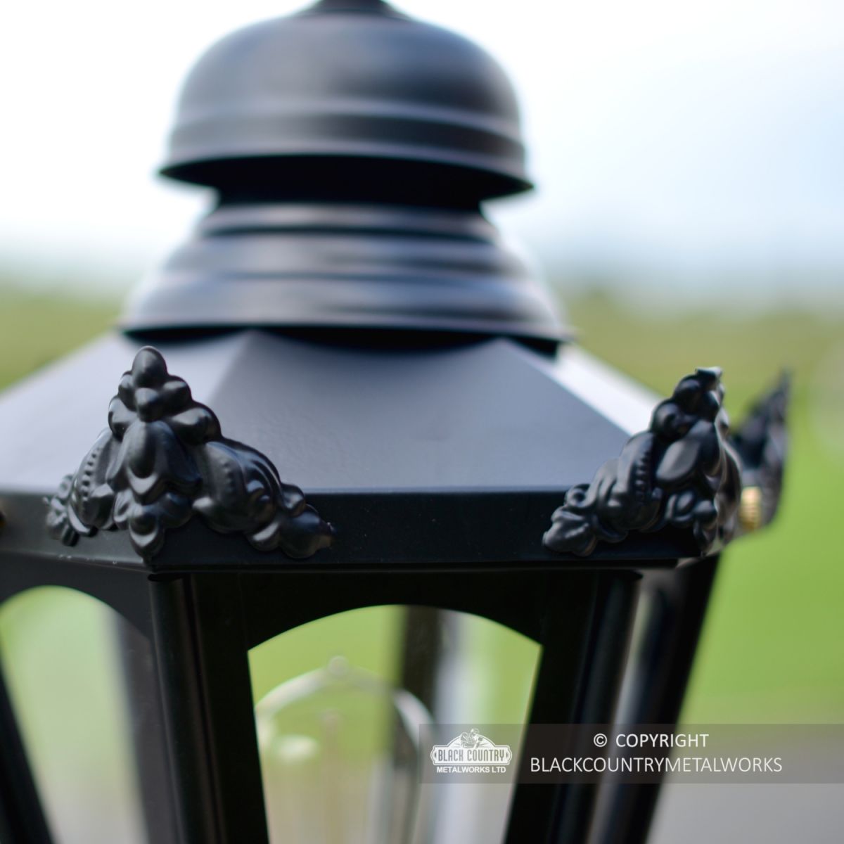 Black Hexagonal Pillar Light and Lantern Set 76cm