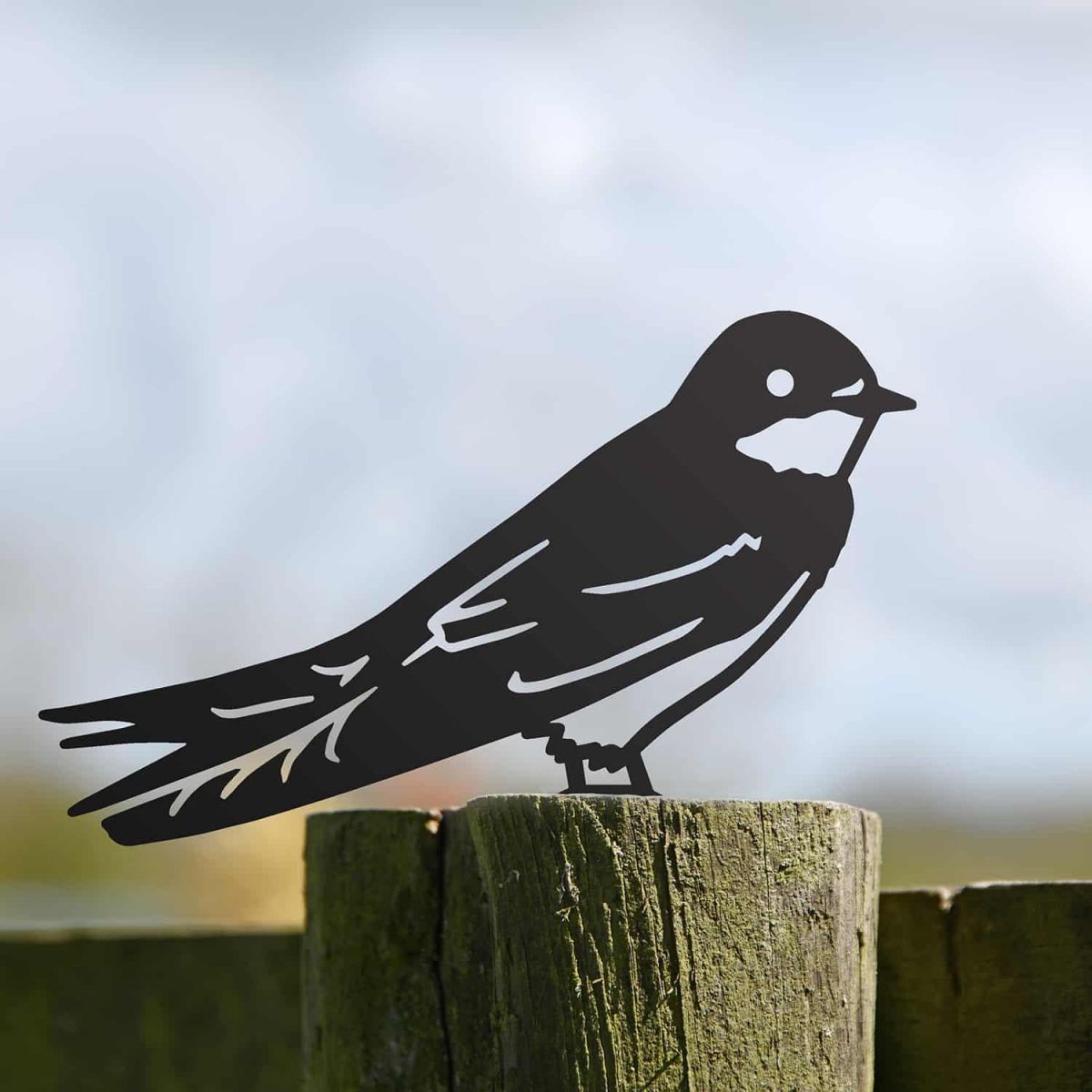 Black Steel Fence Topper with House Martin Design