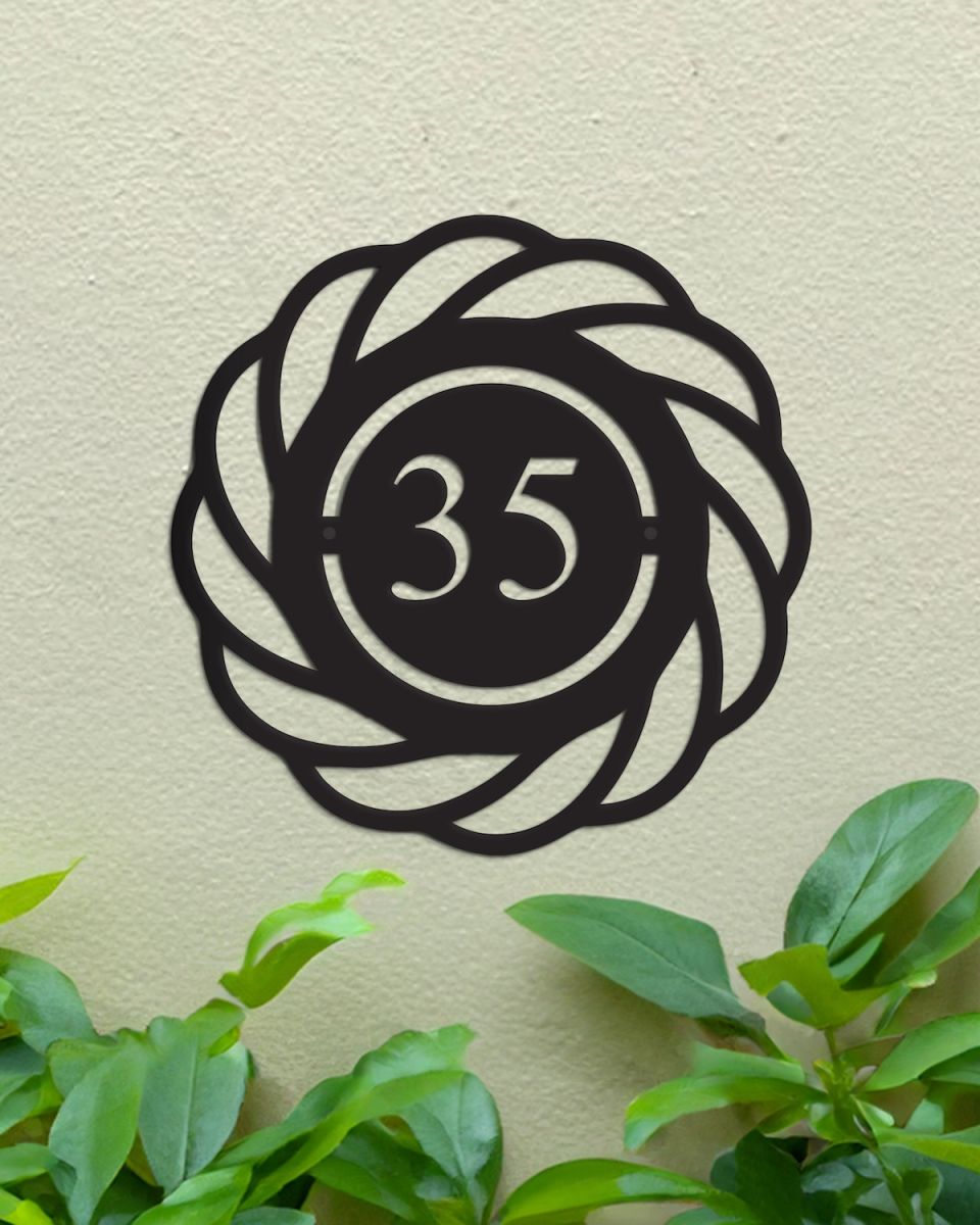 Black rope detail customisable house number sign