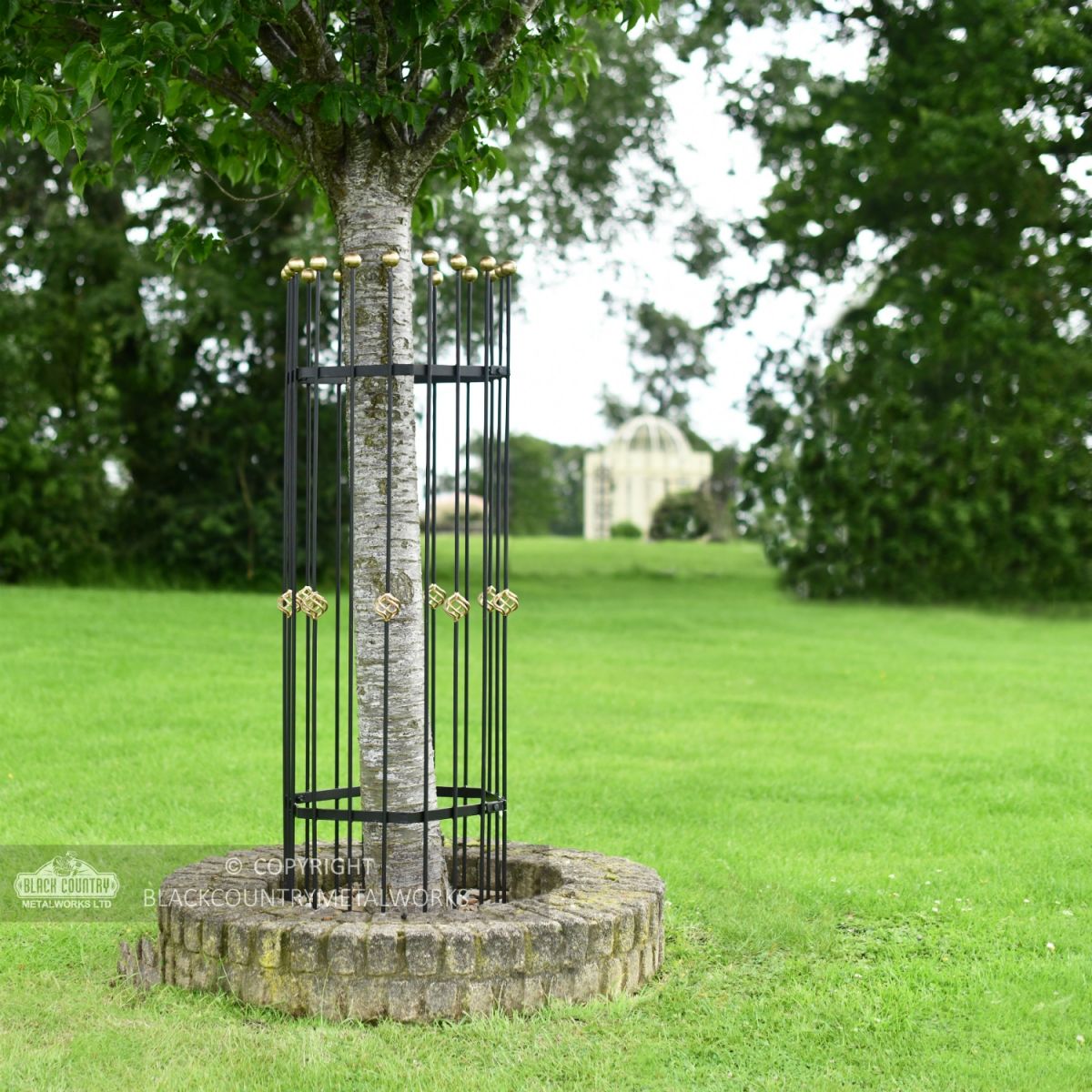 Black Iron and Gold Hexagonal Tree Guard