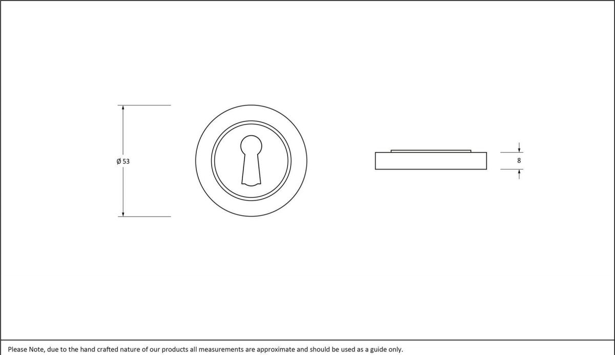 Aged Pewter Simple Circular Euro Escutcheon Dimensions
