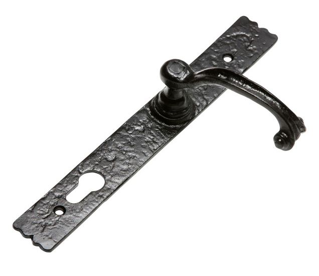 "Farrington" Black Iron Long Profile Door Handle With Keyhole