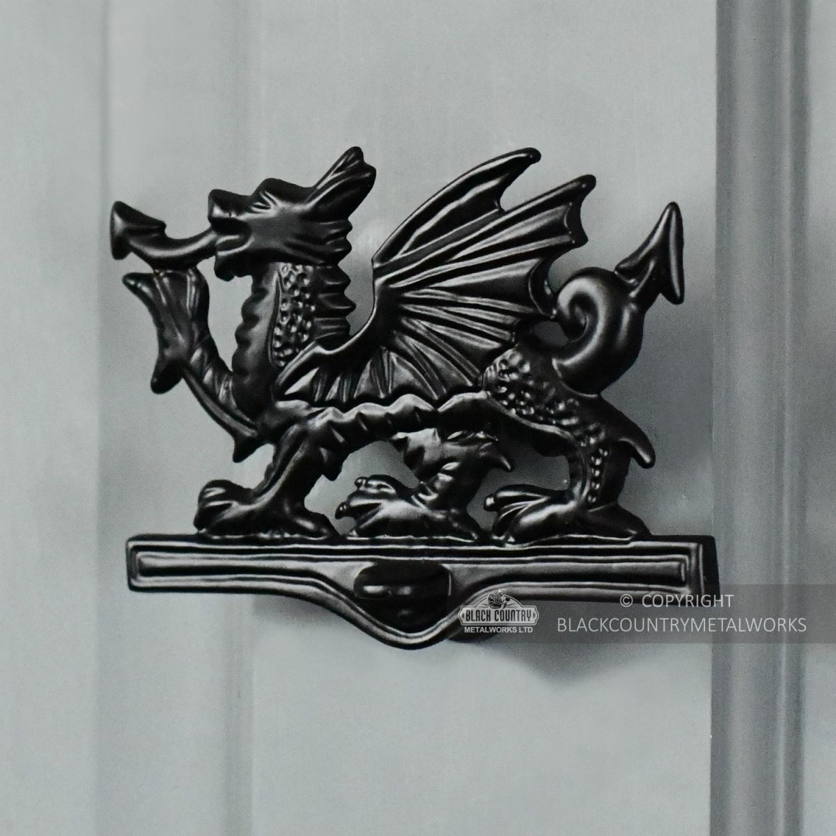 Black Iron Welsh Dragon Door Knocker