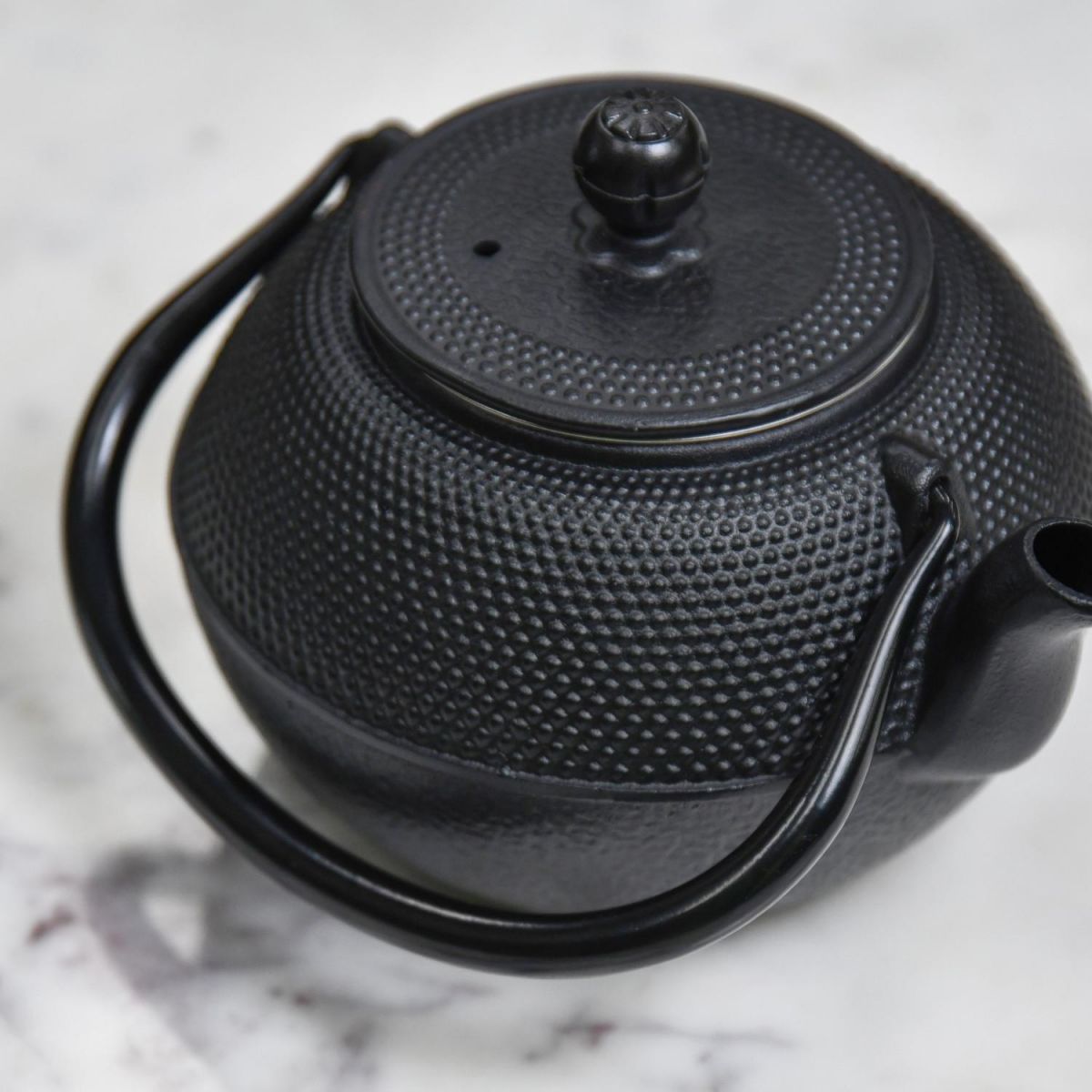 Black "Kyusu" Cast Iron Japanese Teapot with Handle Down