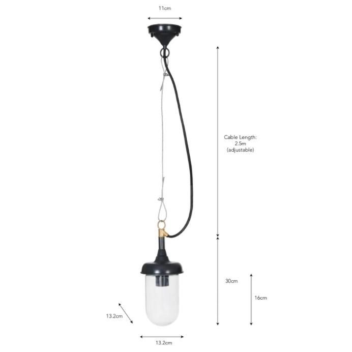 Black Outdoor Hanging Pendant Light Measurements
