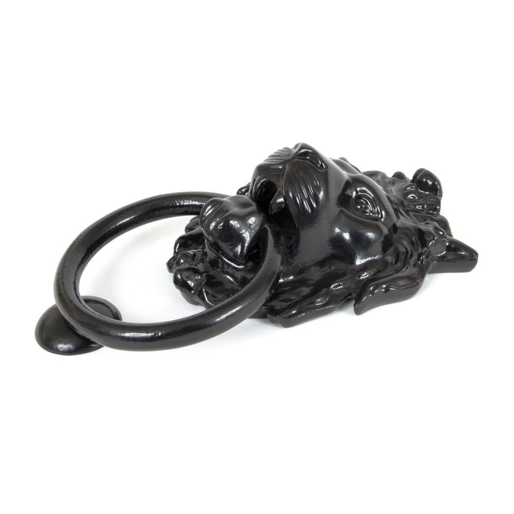 Black Lion Head Door Knocker Side