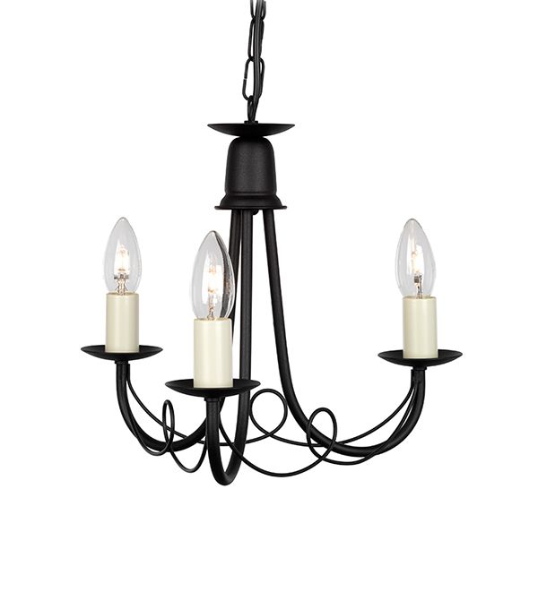 "Stalgate Court" Black Loop Design Three Light Chandelier