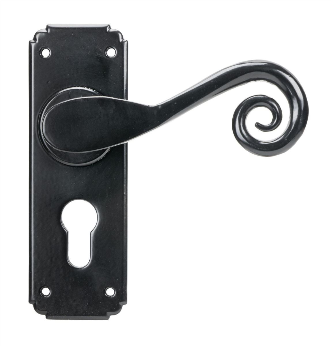 Black Monkeytail Euro Lock Lever Door Handle