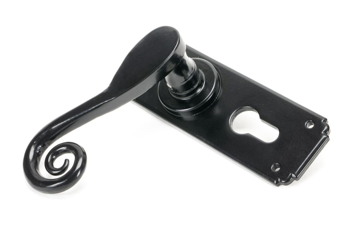 Black Monkeytail Euro Lock Lever Door Handle Side View