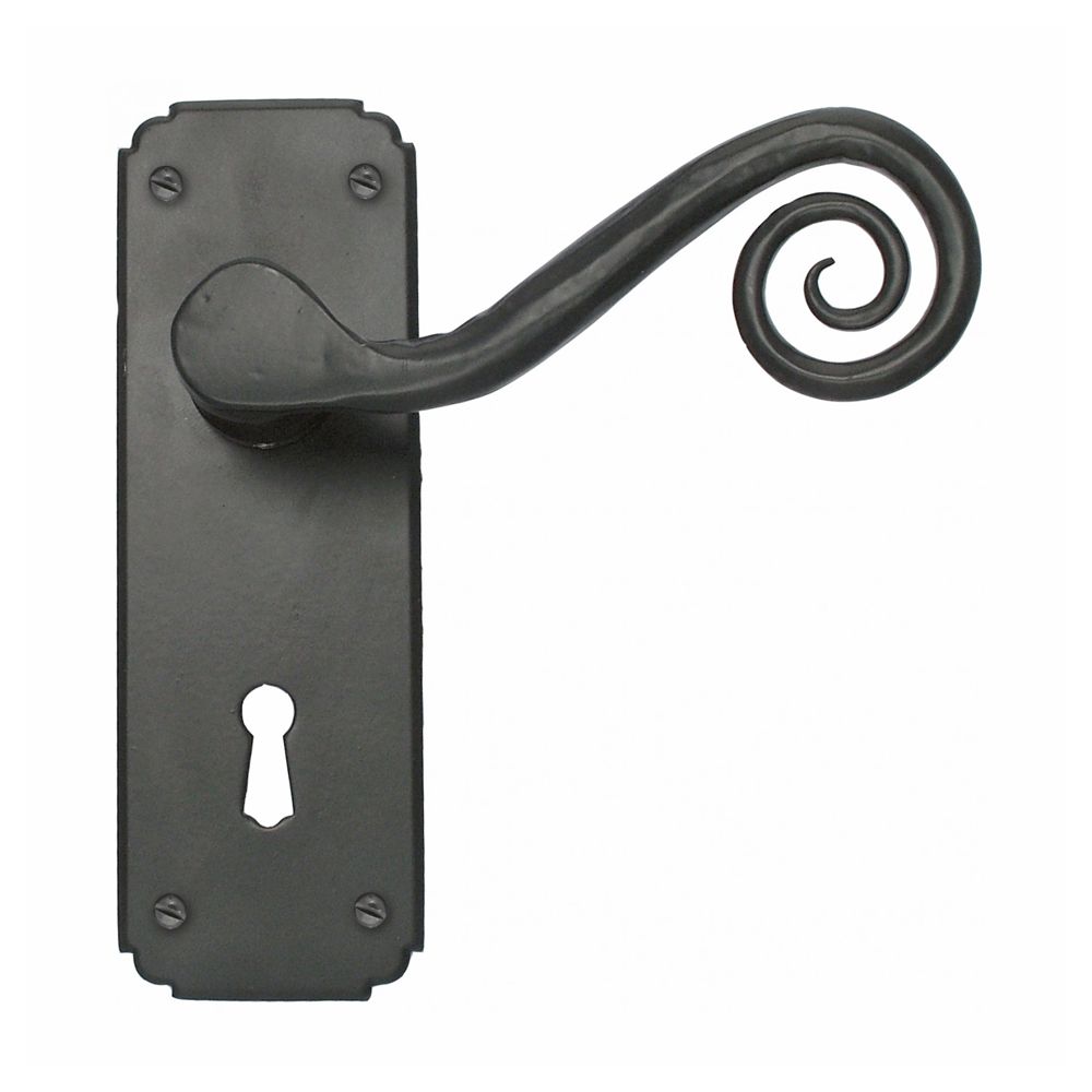 "Ververt" Black Monkey Tail Lever Handle Set With Key Hole