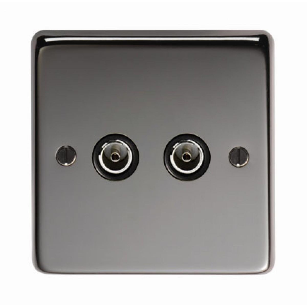 Double TV Socket Finished in a Black Nickel