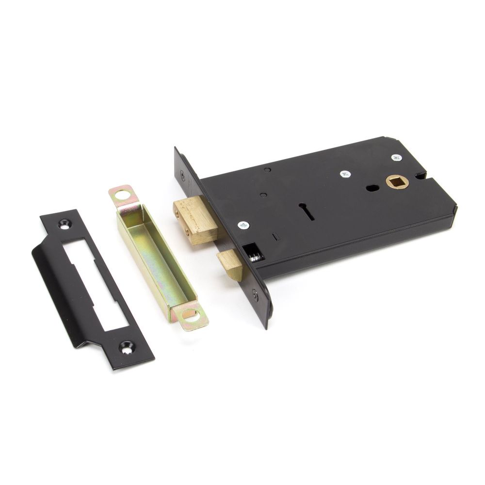 Oak & Black Iron Rim Lock and Knob Set internals