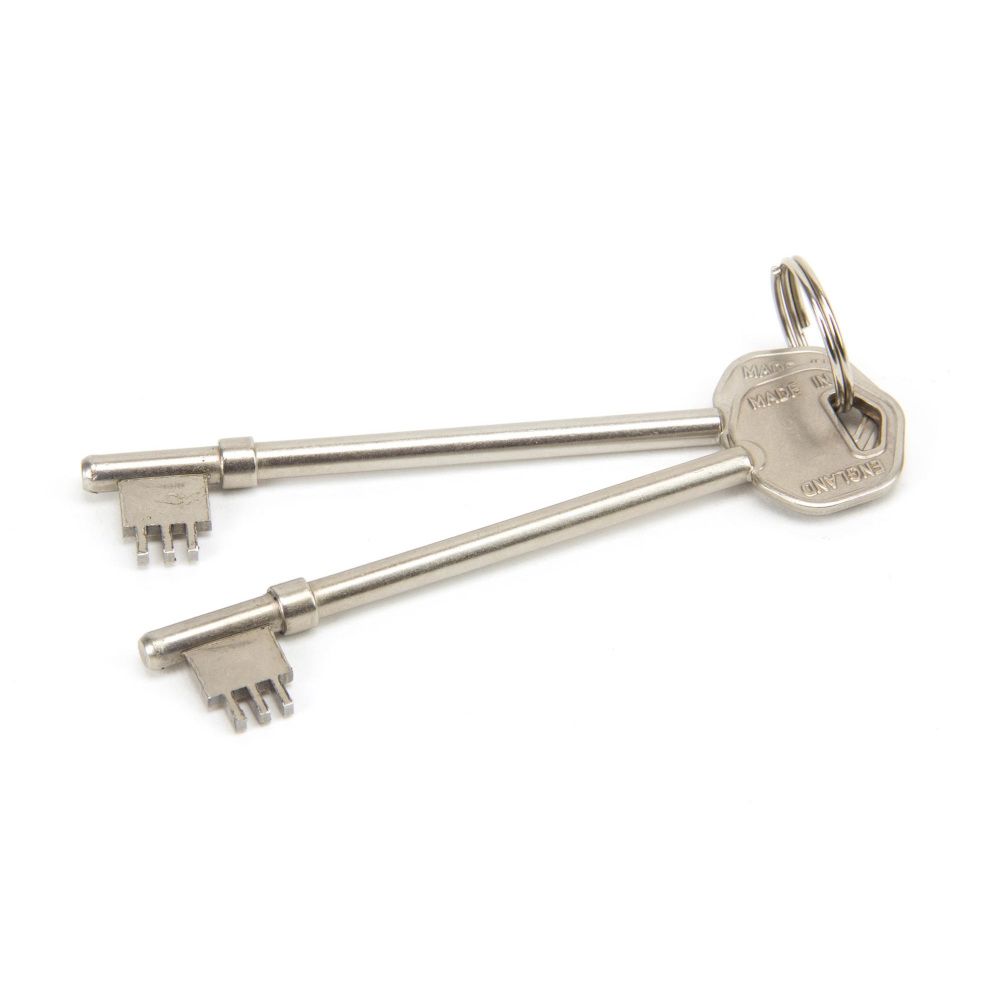 Oak & Black Iron Rim Lock and Knob Set keys
