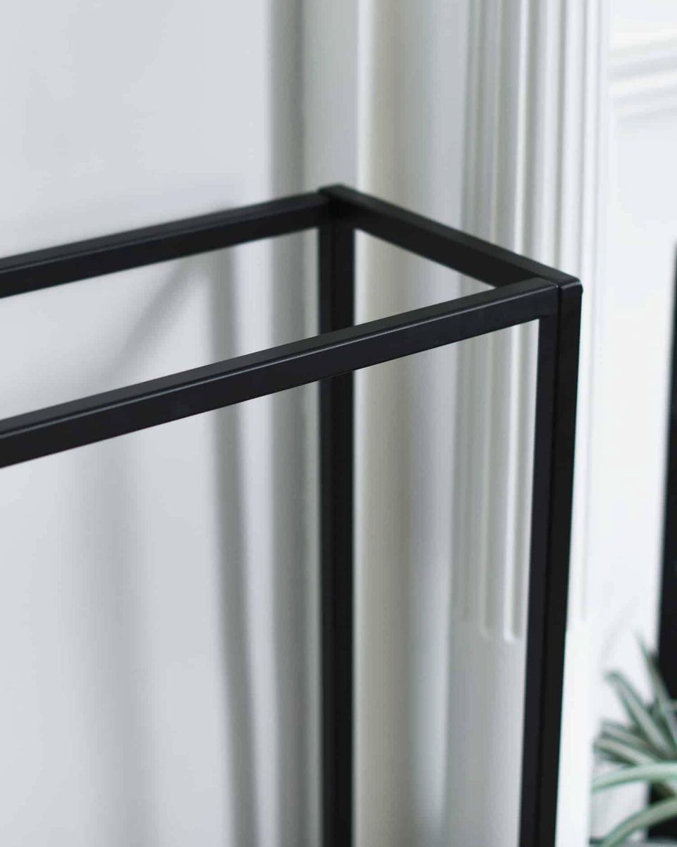 Close-Up of Empty Black Open Sides "Recipe" Log Holder - 90cm x 100cm