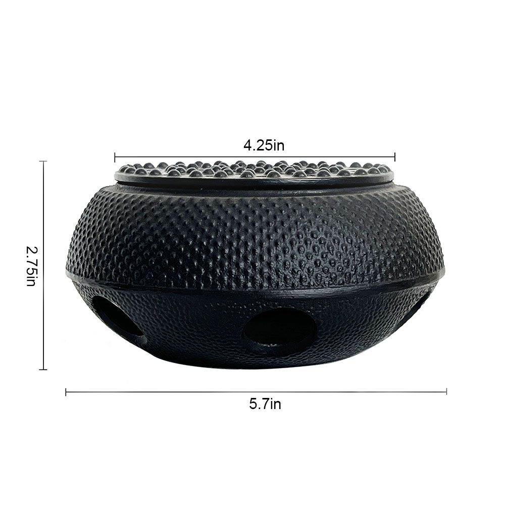 Black "Oriental" Cast Iron Teapot Warmer Dimensions
