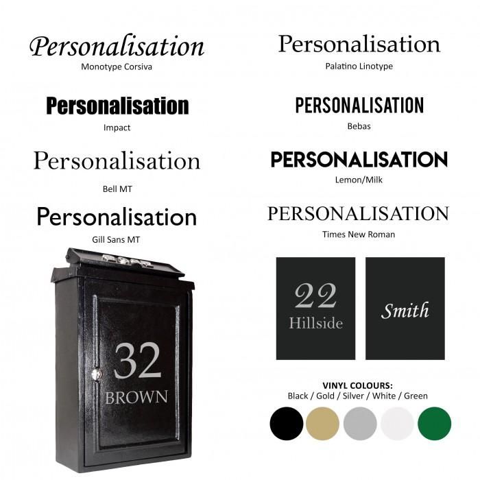 Fonts Available for Personalisation on the Post Box