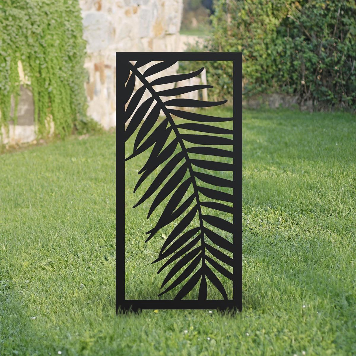 Black Palm Leaf Garden Screen In Garden