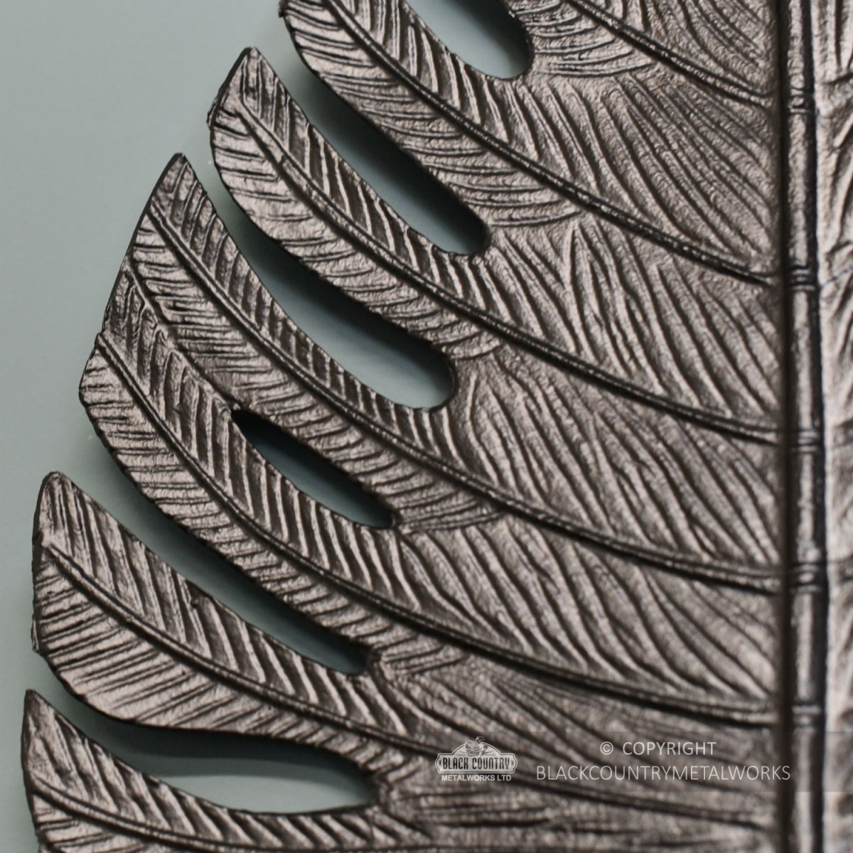 Black Palm Leaf Ornamental Wall Art Close Up