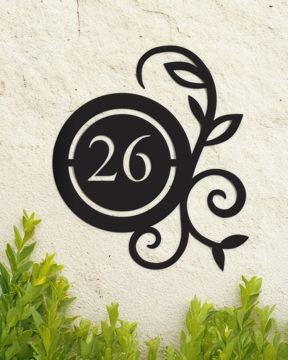Customisable vine detail house number sign