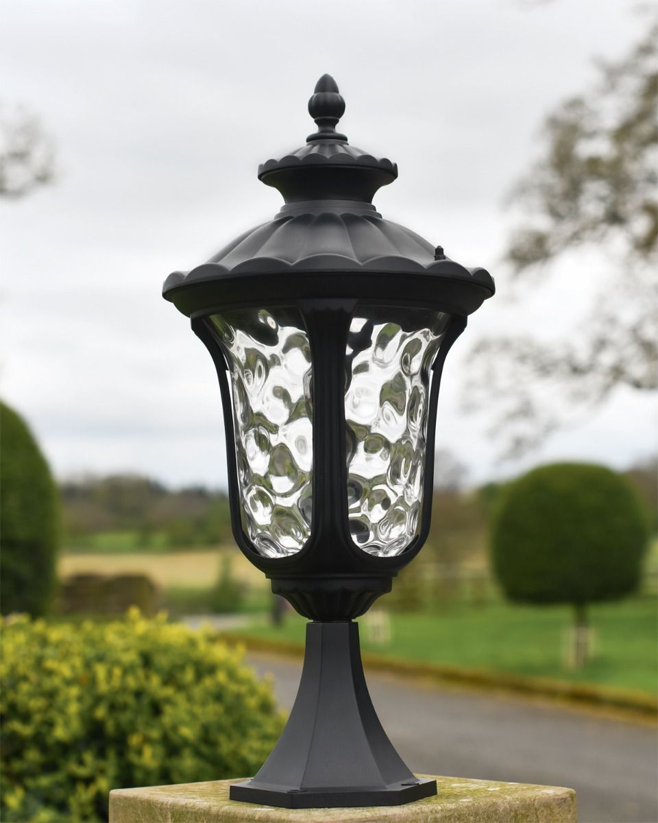 Pillar Light with Textured Glass 