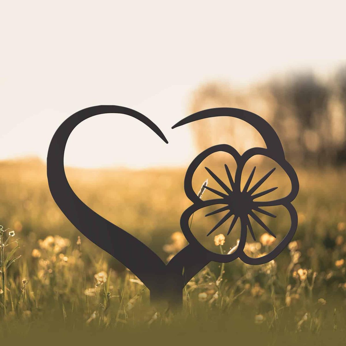 Poppy on Love Heart Grave Marker Ground Spike in Black Finish in Situ Poppy on Love Heart Grave Marker Ground Spike in Black Finish in Situ