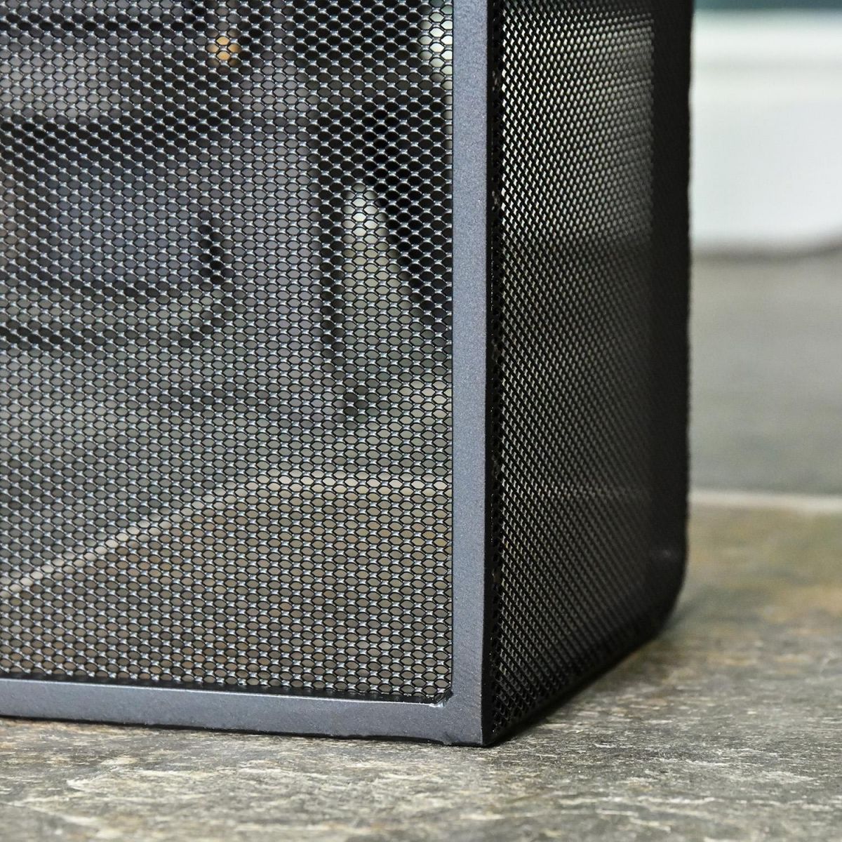 Close-up of the Black Finish on the Sloping Fire Guard