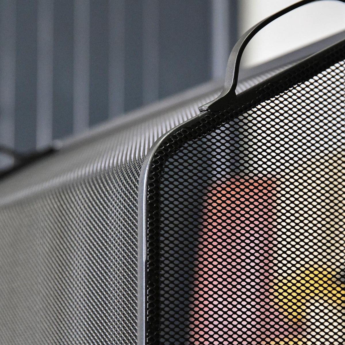 Close-up of the Finish on the Black Sloping Fire Guard