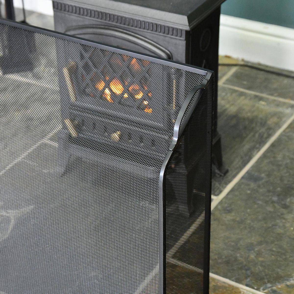 Black Fire Guard in a Sloping Design