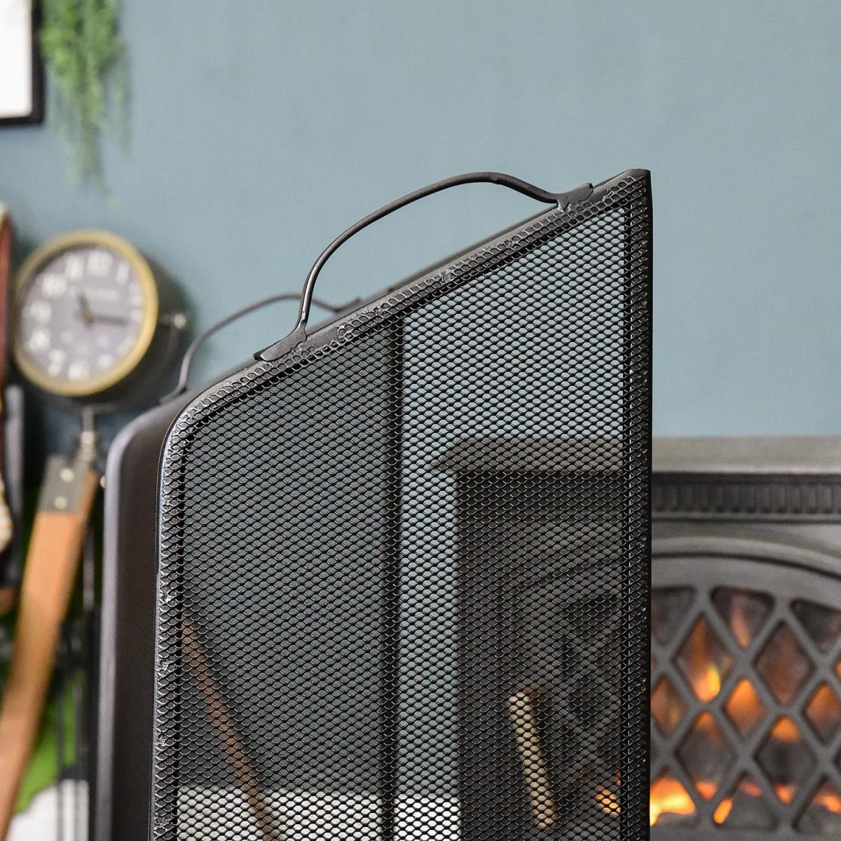 View of the Handles on the Top of the Black Sloping Fire Guard