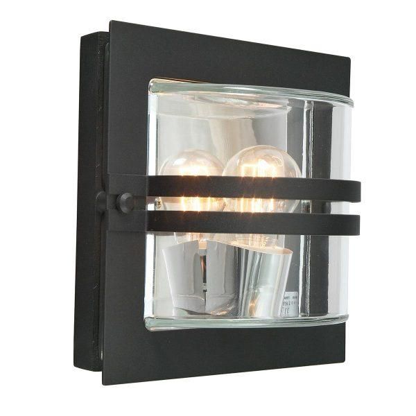 Black Steel Ettington Clear Outdoor Wall Light