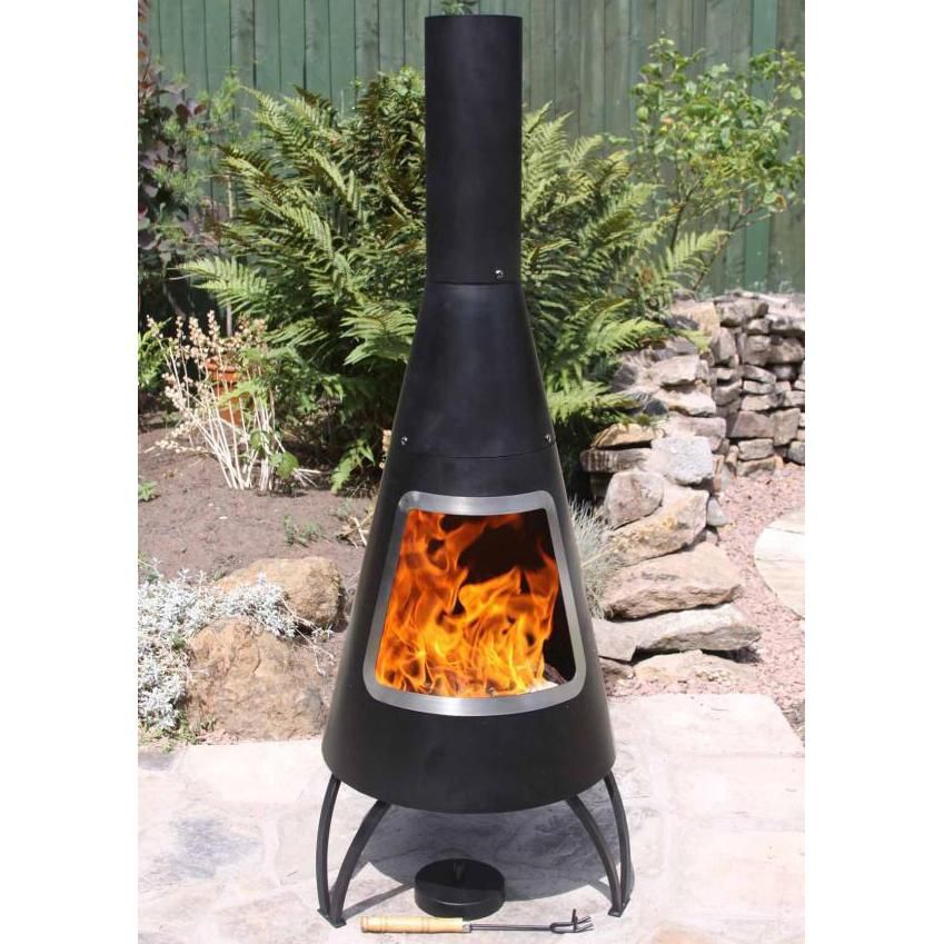 Black & Steel Finish Contemporary Chimenea created Out of Steel Black & Steel Finish Contemporary Chimenea created Out of Steel