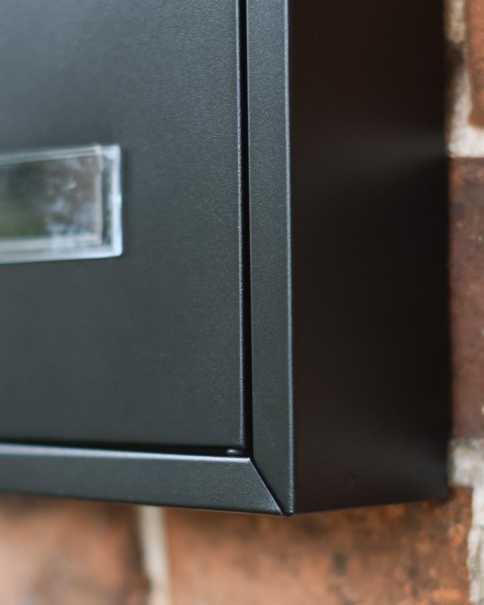 Close-up of the Matt Black Finish on the Post Box Close-up of the Matt Black Finish on the Post Box