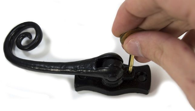 "Wrestford Hall" Black Swirled Iron Window Fastener