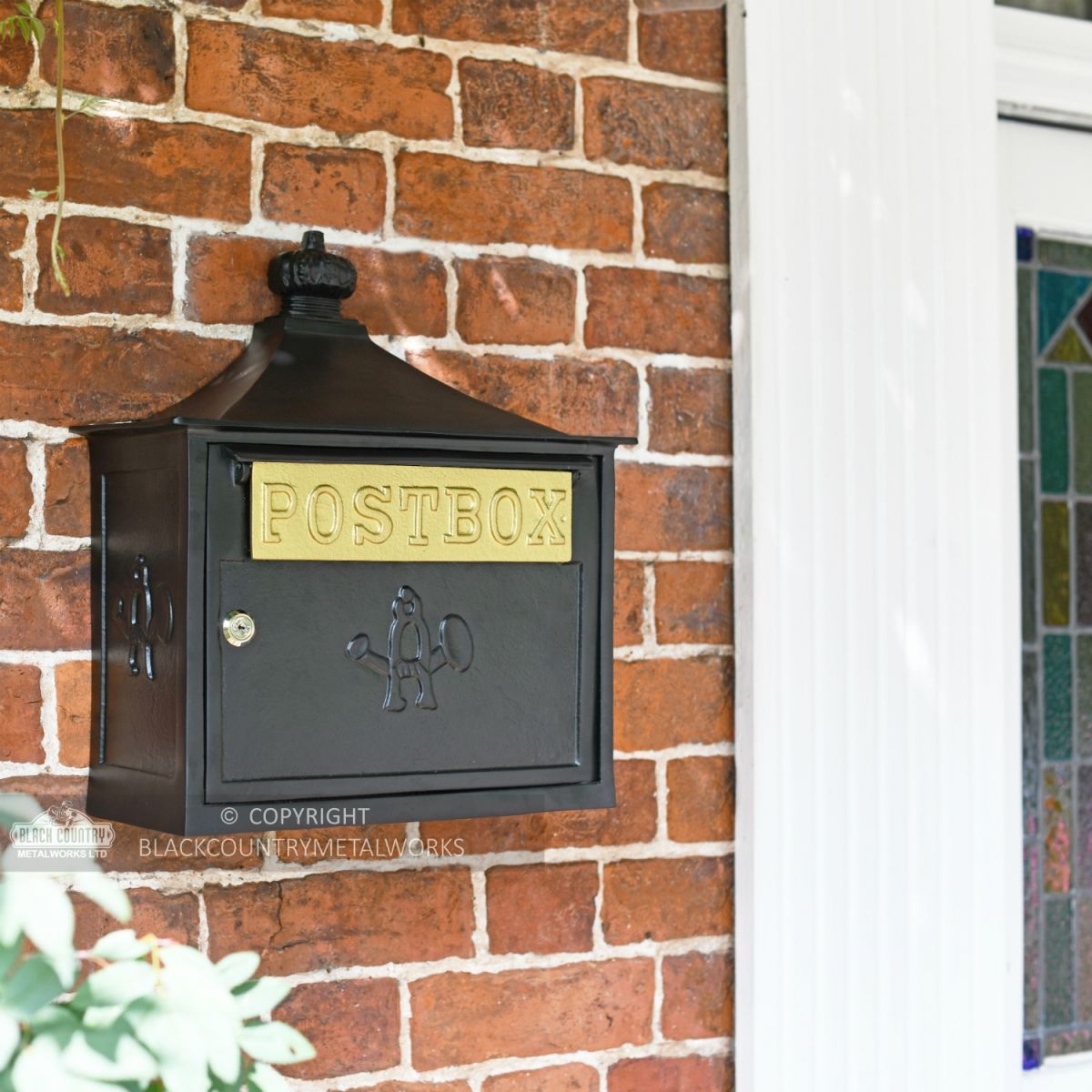 Black The Suffolk Post or Parcel Box Installed By Front Door Black The Suffolk Post or Parcel Box Installed By Front Door