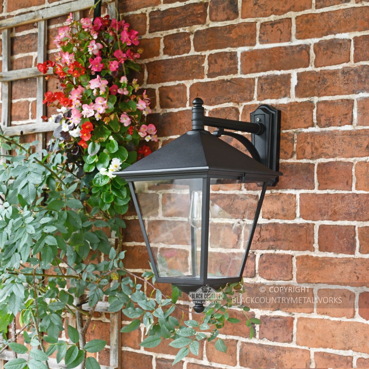 "Brooksby" Large Black Simplistic Suspended Victorian Wall Lantern "Brooksby" Large Black Simplistic Suspended Victorian Wall Lantern
