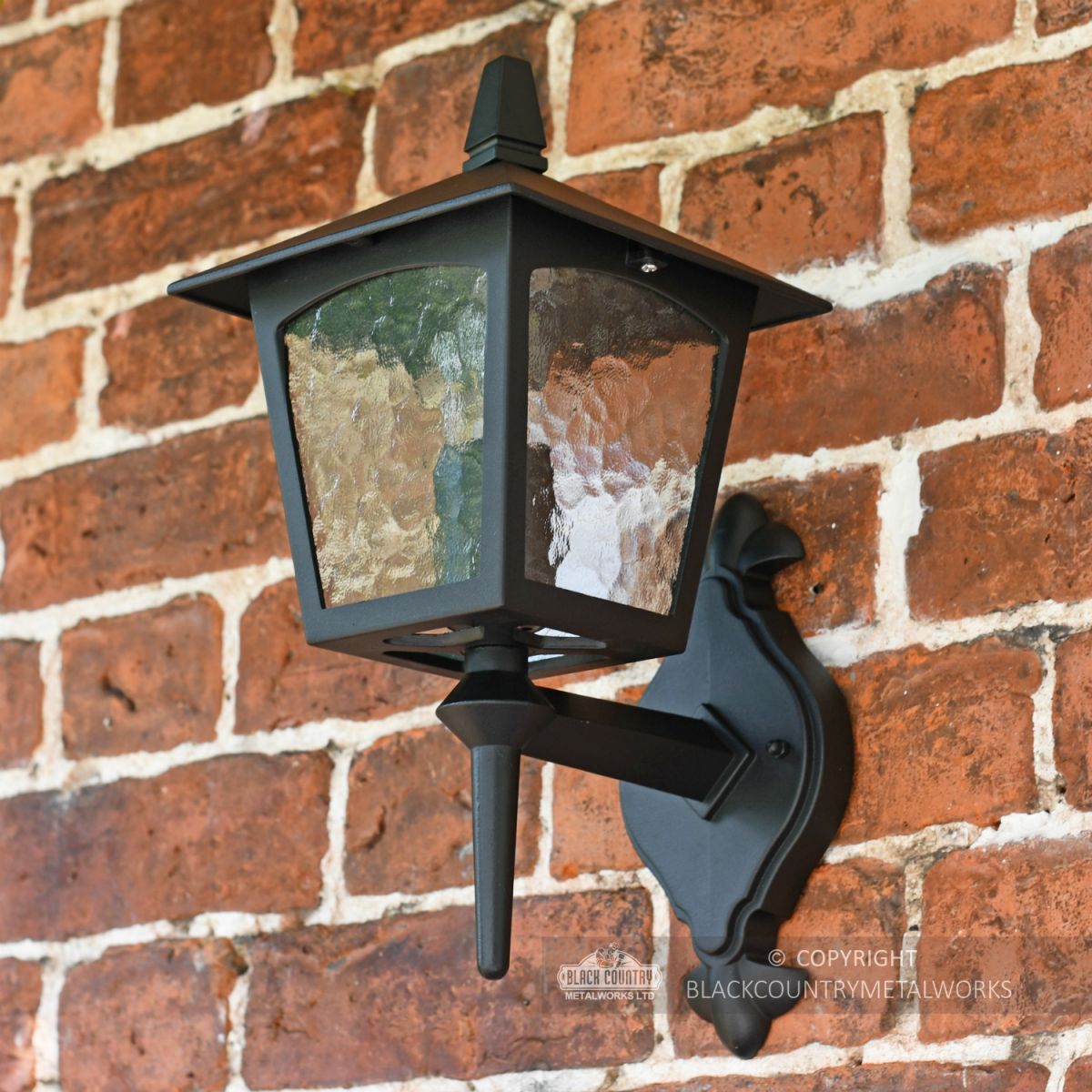 Black Traditional Lantern With Frosted Glass